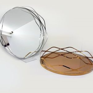 سینی کف آیینه گرد نقره ای قطر 37