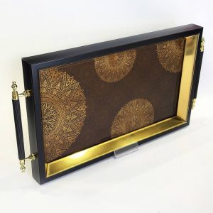 سینی کف شیشه ای طرح شمسه طلایی 101-2