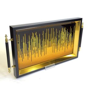 سینی کف شیشه ای طرح مشکی طلایی 302-3